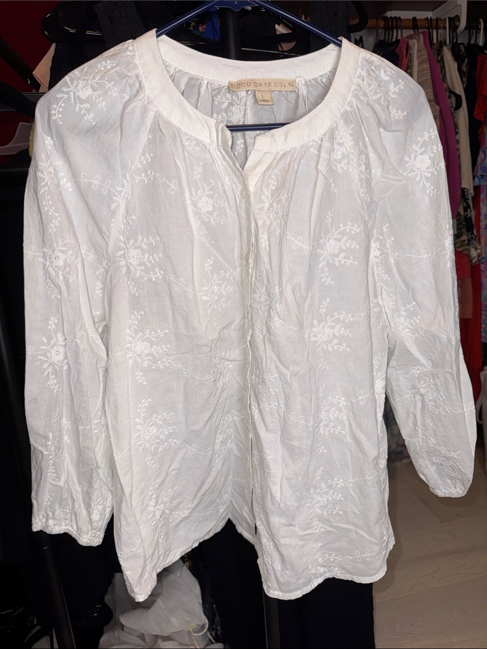Good Days Only Embroidered Cotton Blouse